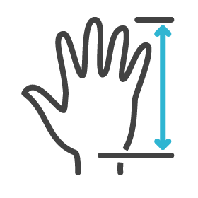 Wrist to end of middle finger measurement